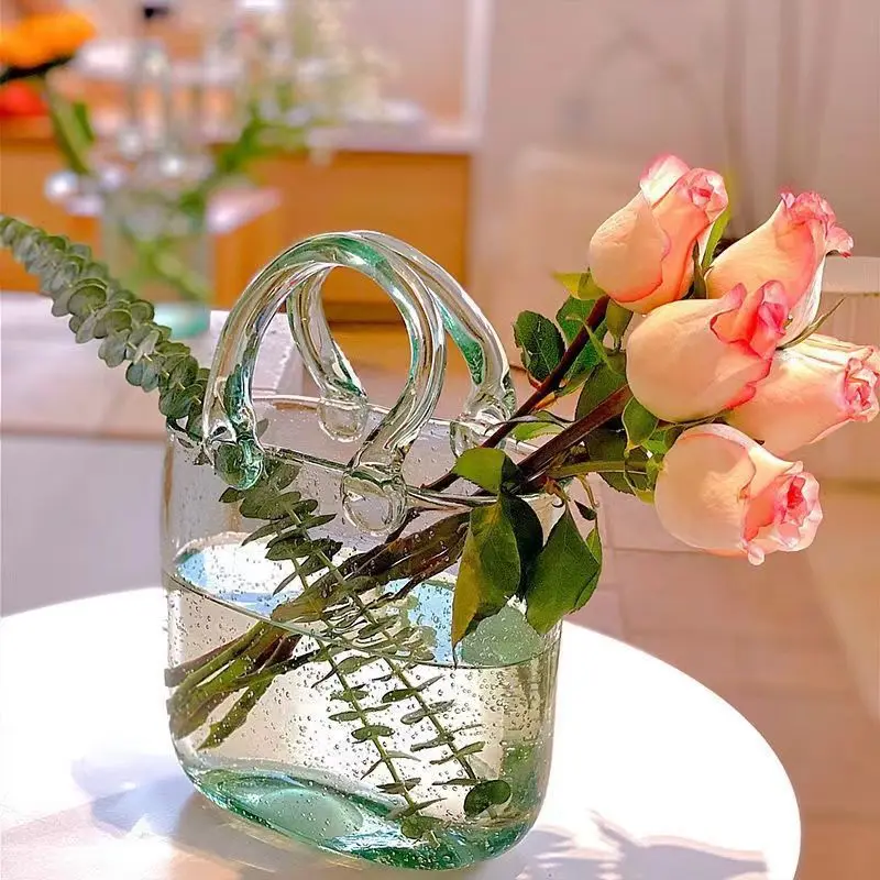 Креативная сумка, ваза, аквариум, сумочка, корзина, цветочная композиция, гидропонный контейнер, цветок, гостиная, украшение дома Изображение 0