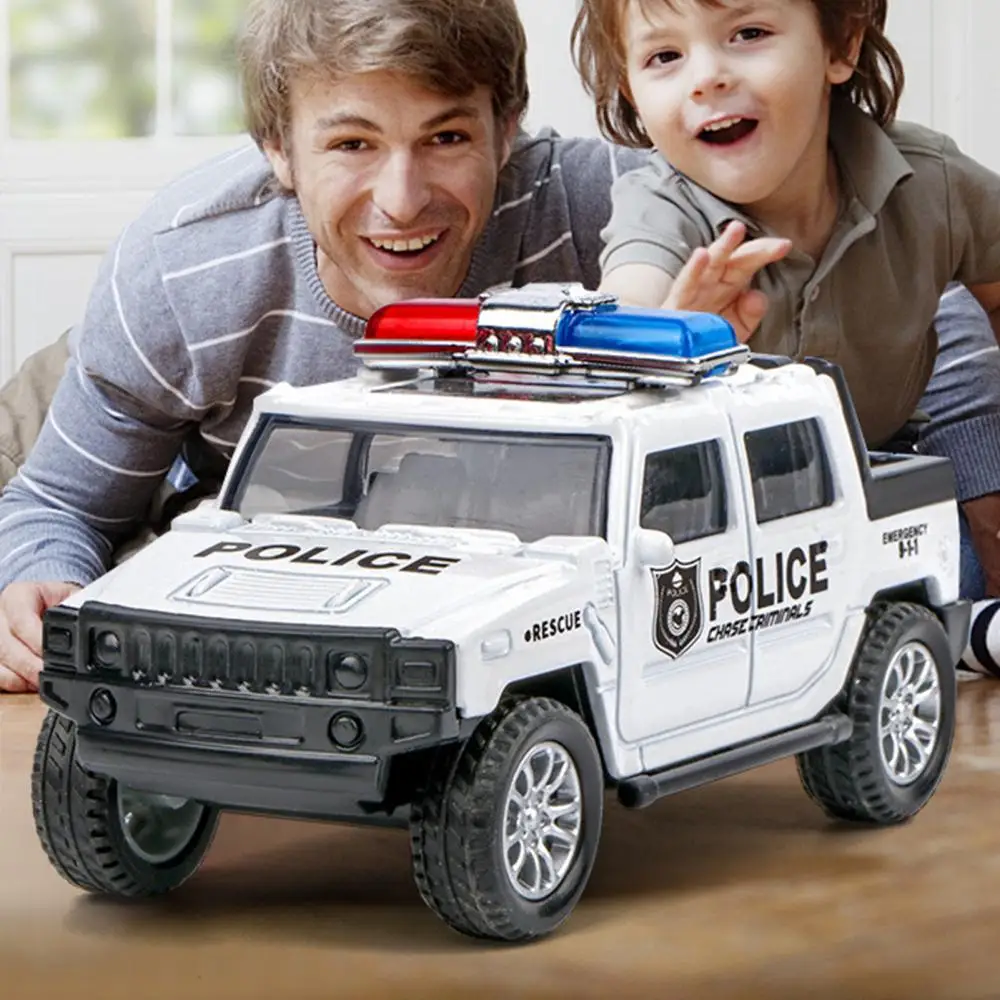 1/36 Имитация полицейской машины, модель грузовика с откидывающейся спинкой, детская игрушка для детей, модель спортивного автомобиля из сплава, Рождественский подарок Изображение 0