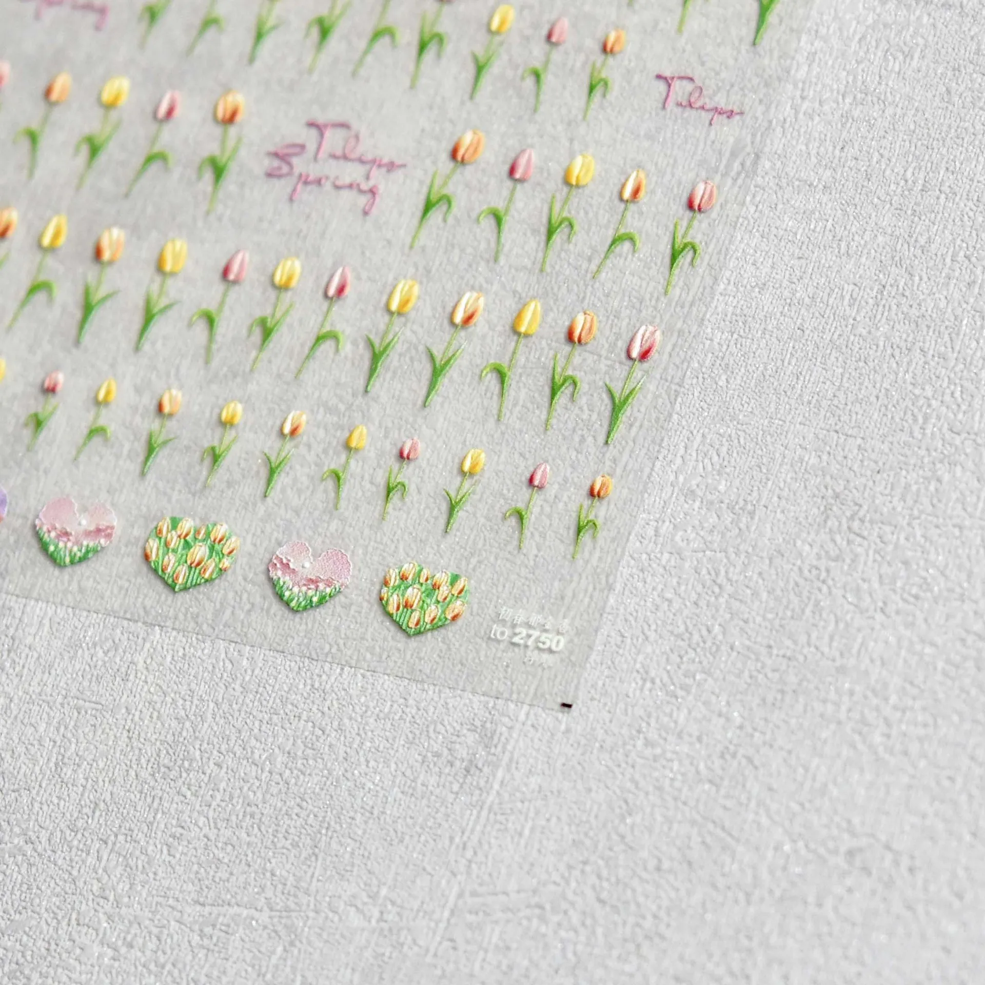 Клейкие наклейки для ногтей Тюльпан Весна Лето Цветок Сердце Любовь Самоклеящиеся наклейки Наклейки для ногтей 5D Дизайн Маникюра Аксессуары Изображение 0