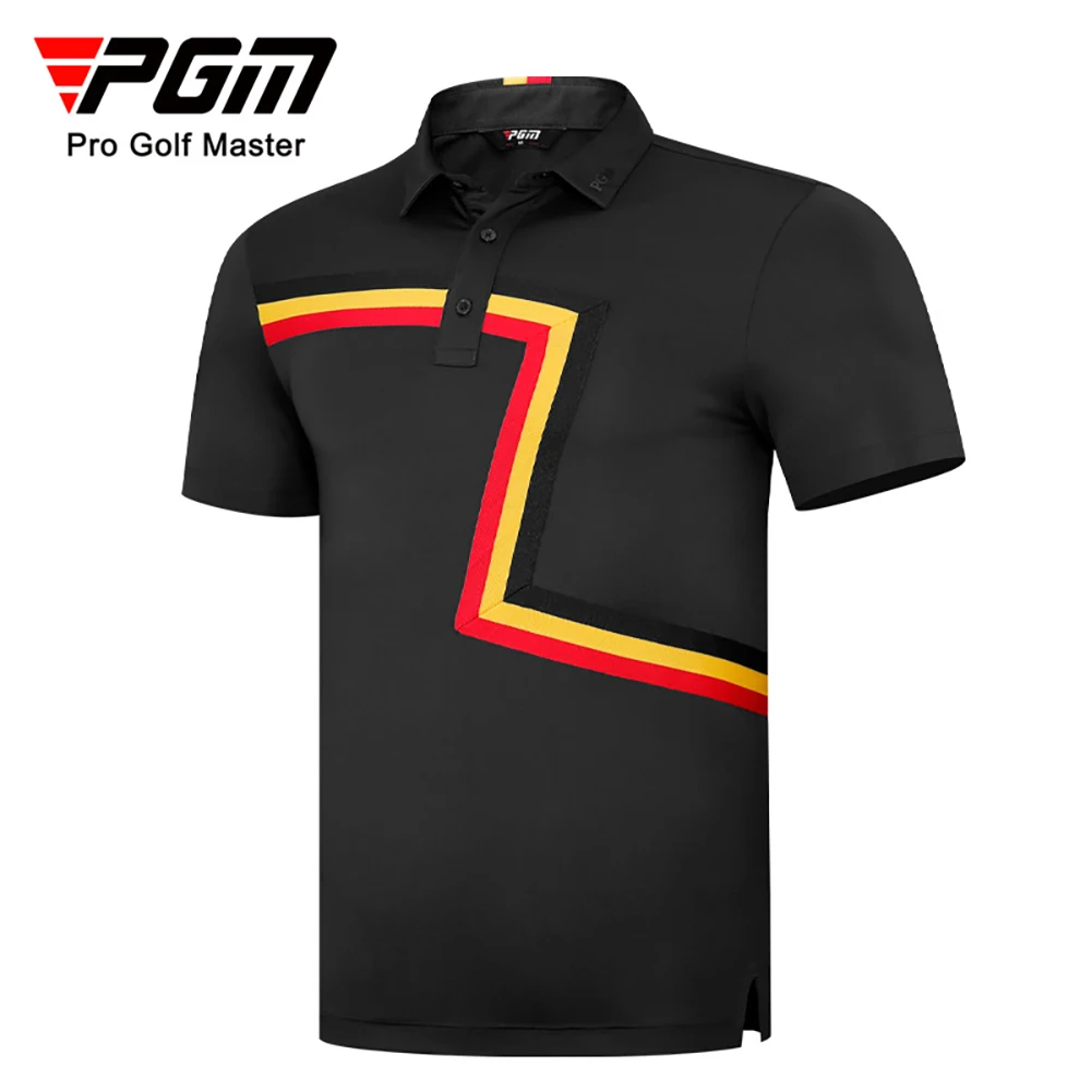 PGM Golf Clothing Мужская Дышащая Эластичная Быстросохнущая Спортивная футболка с коротким рукавом, Летняя Мужская рубашка Поло, окрашенная пряжей YF579 Изображение 0