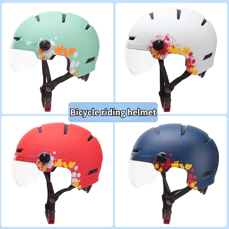 Велосипедный шлем Всесезонный универсальный шлем для езды на горных велосипедах с козырьками и светодиодными задними фонарями, велосипедные шлемы Изображение 0