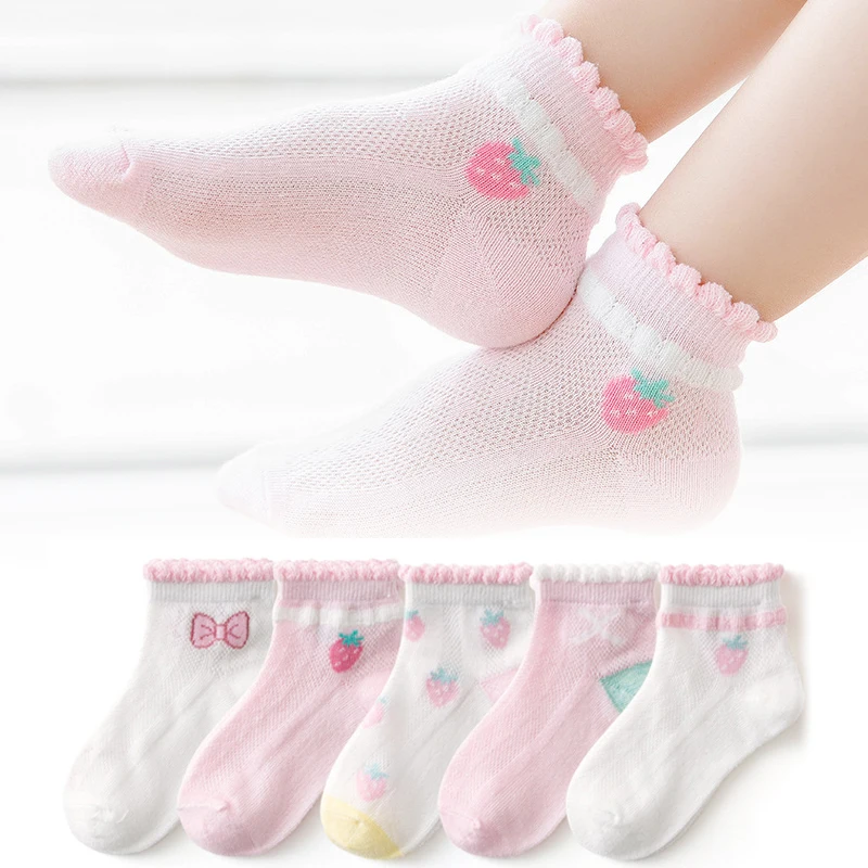 5 Пар/лот, качественные теплые детские носки для девочек, новогодние носки, детские женские короткие носки Изображение 0