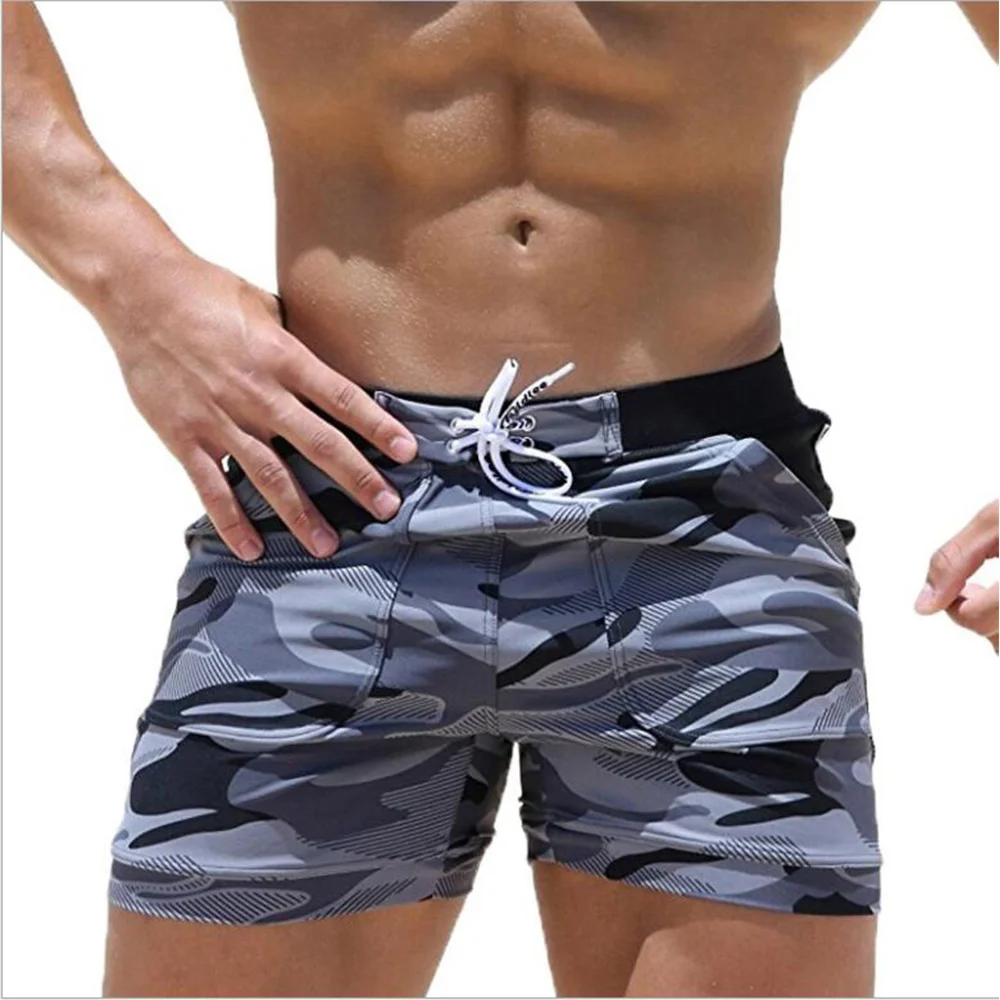 Мужские плавки, летние шорты для плавания, фитнеса, мужская модная спортивная пляжная одежда, быстросохнущие эластичные пляжные брюки Изображение 0
