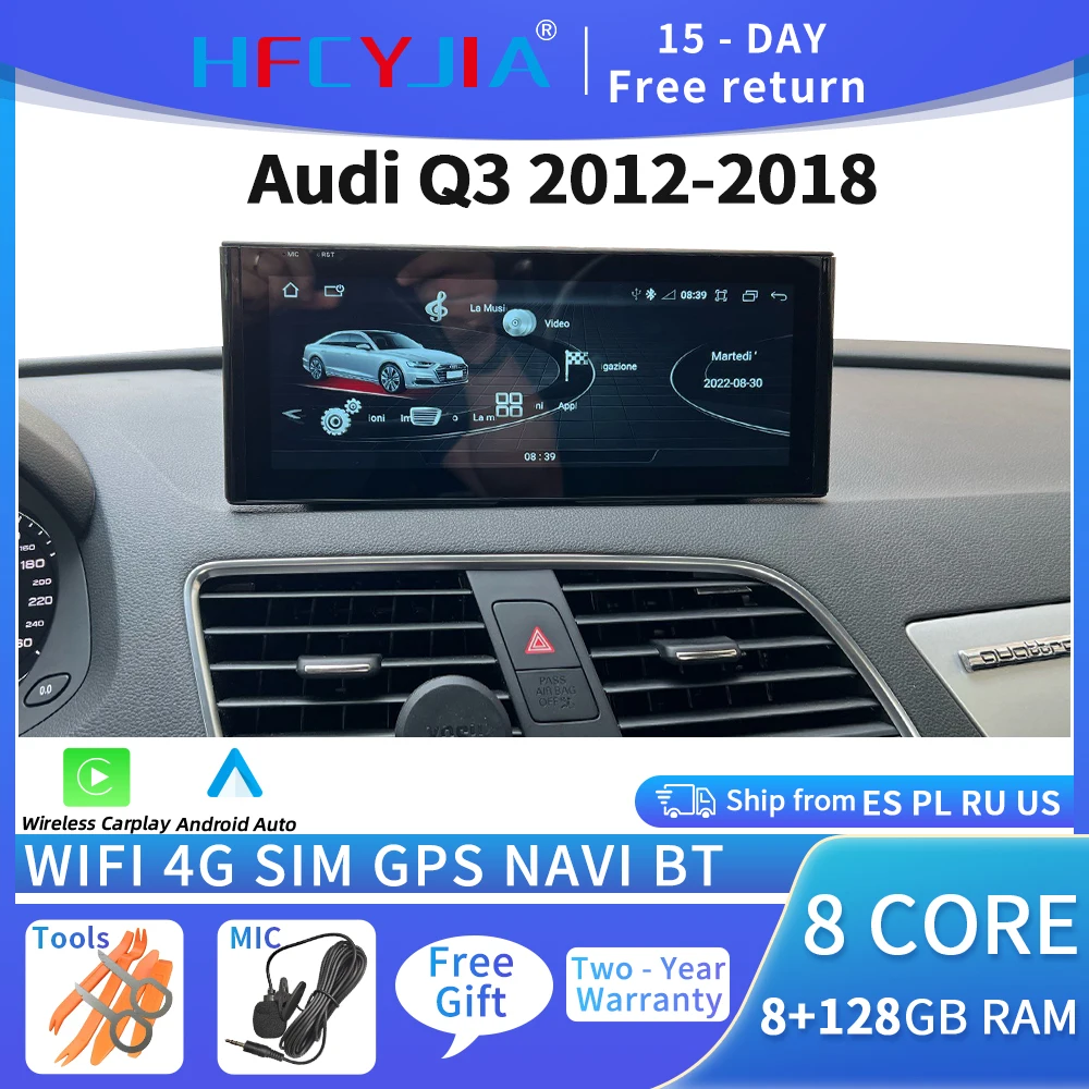 8-Ядерная Система Android 11 Автомобильный Мультимедийный Стерео Для Audi Q3 Google WIFI 4G SIM 8 + 128 ГБ Оперативной Памяти IPS Сенсорный Экран GPS Navi Carplay Изображение 0