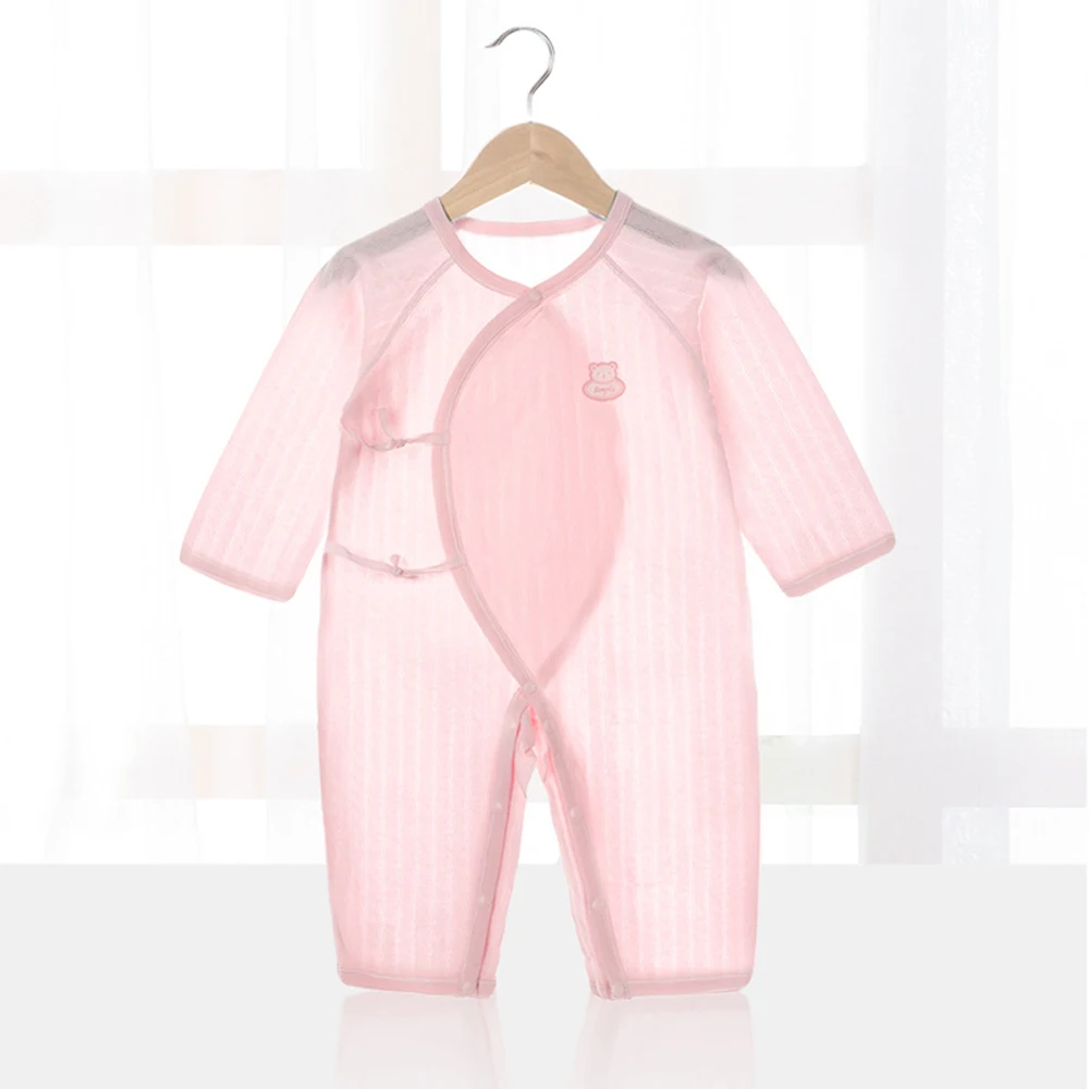 Летняя тонкая одежда для маленьких мальчиков и девочек из хлопка с короткими рукавами, мягкий комбинезон для новорожденных, Одежда для новорожденных от 0 до 3 лет Изображение 1