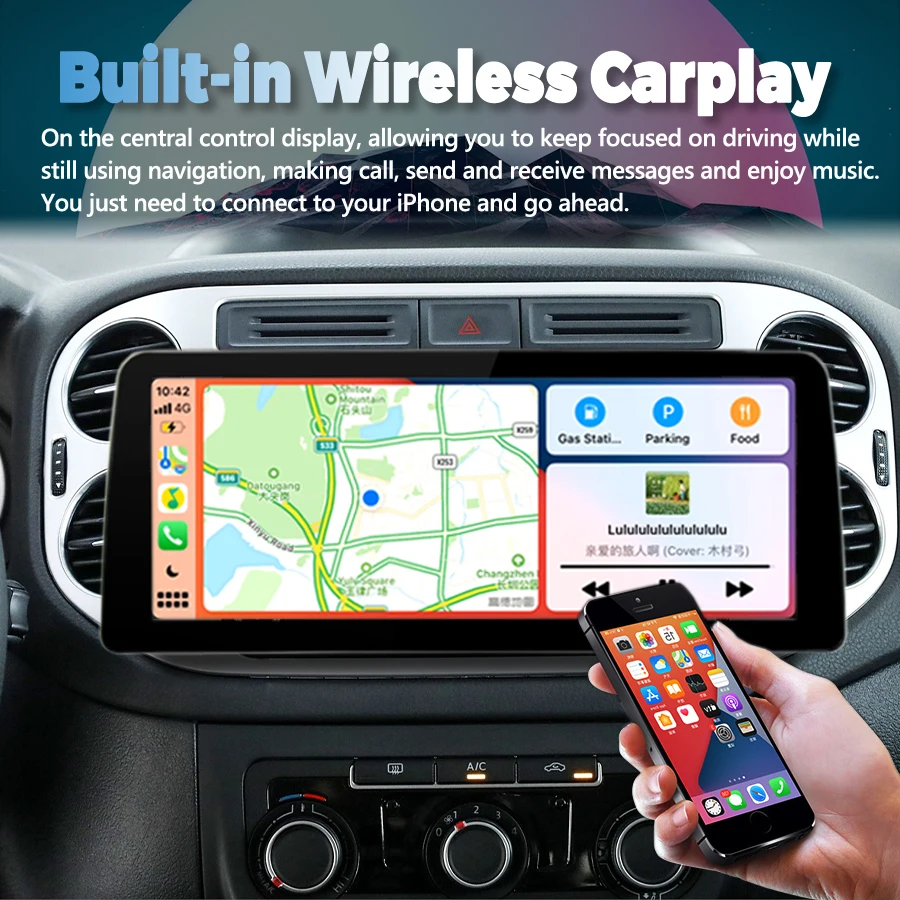 12,3-дюймовый экран Android 13-автомобильный видеоплеер 2Din Радио стерео для Volkswagen Tiguan 2006-2016 GPS Мультимедийное головное устройство Carplay Изображение 1