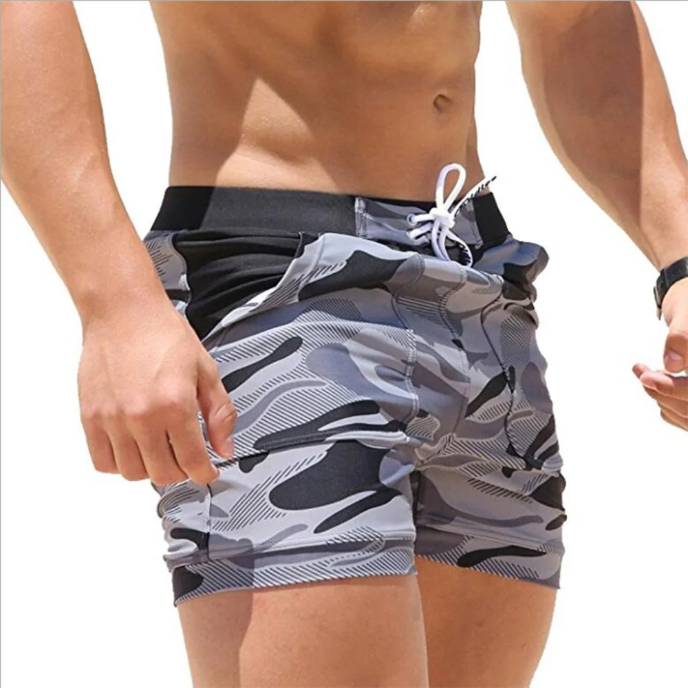 Мужские плавки, летние шорты для плавания, фитнеса, мужская модная спортивная пляжная одежда, быстросохнущие эластичные пляжные брюки Изображение 1