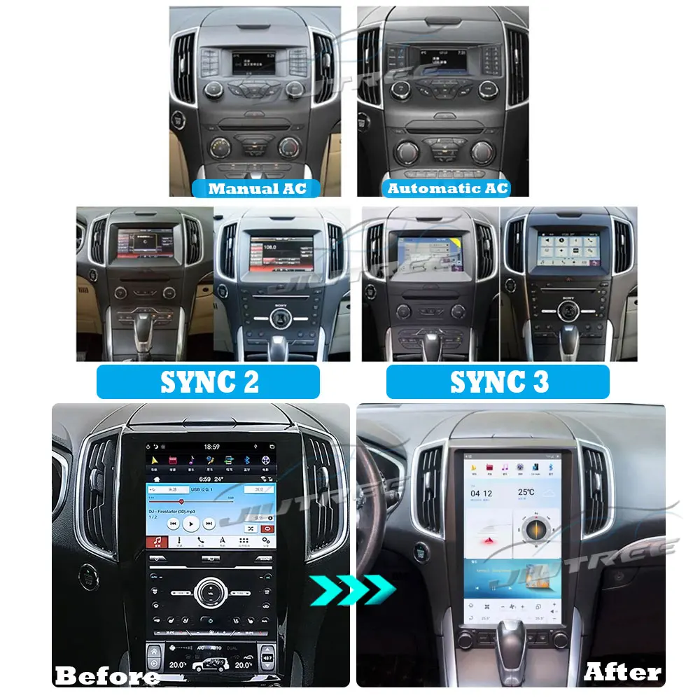 13,6 ДЮЙМОВ Для Ford Edge 2015-2019 Android 11 Экран Qualcomm Tesla Автомобильный Мультимедийный плеер GPS Навигация Аудио Радио Стереосистема Изображение 2