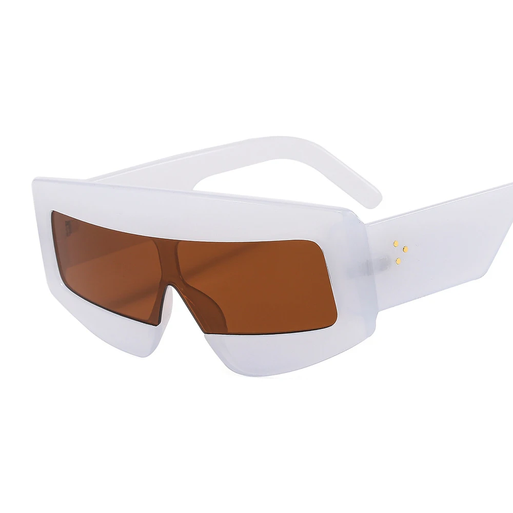 Mosengkw Уникальные цельные прямоугольные женские солнцезащитные очки оверсайз, модный люксовый бренд очков в стиле хип-хоп. Изображение 2