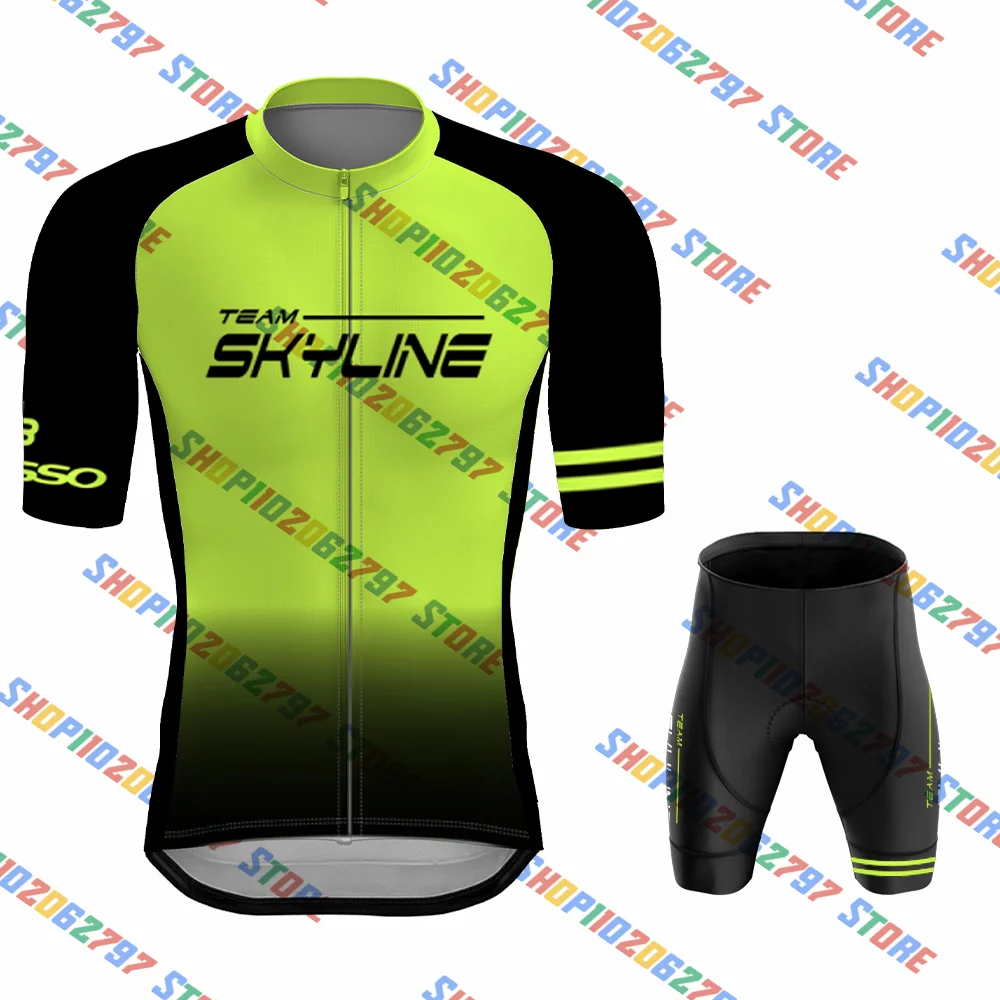 2023 Team Skyline Велоспорт Джерси Комплект Одежды Летние Велосипедные Рубашки MTB С Коротким Рукавом Велосипед Джерси Майо Изображение 2