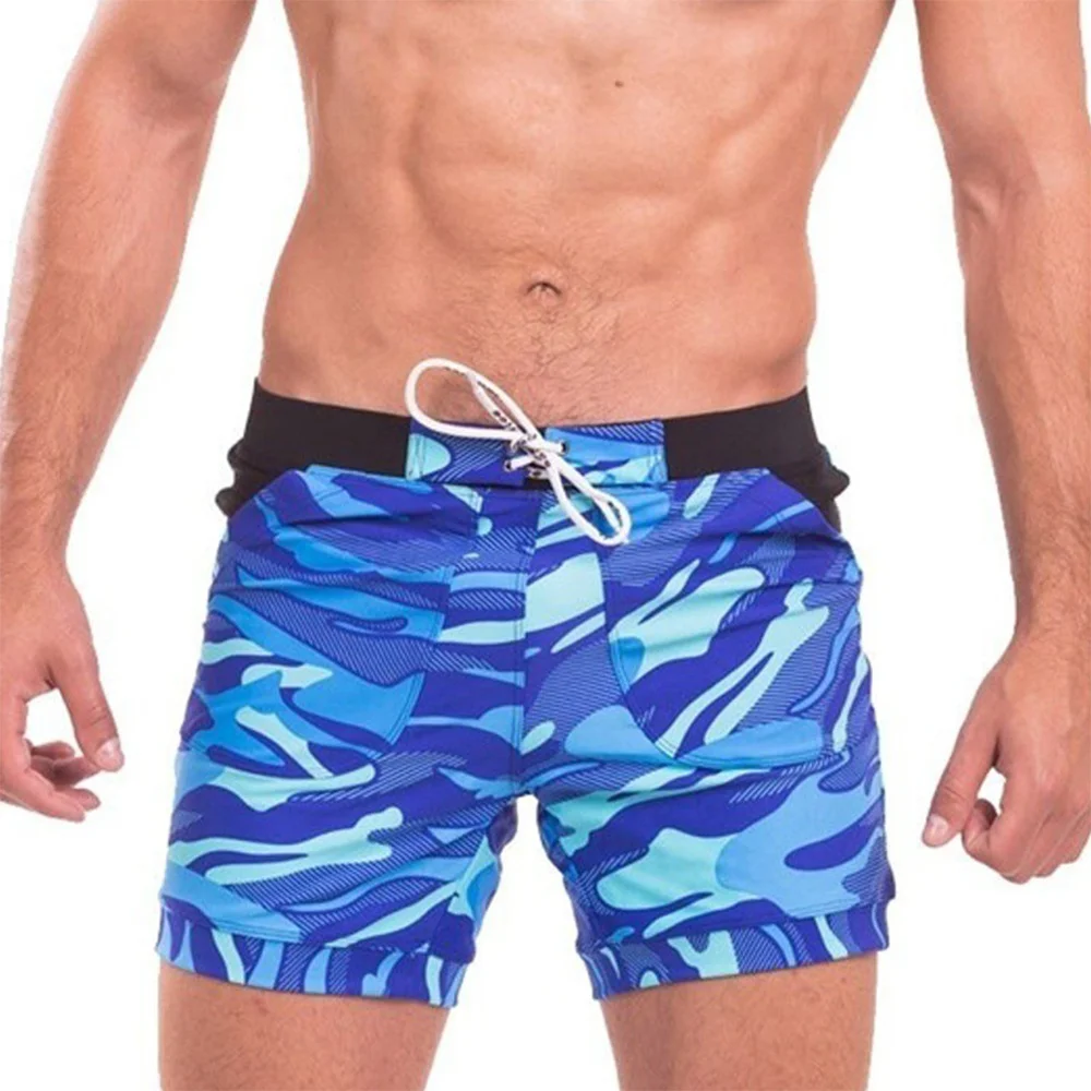 Мужские плавки, летние шорты для плавания, фитнеса, мужская модная спортивная пляжная одежда, быстросохнущие эластичные пляжные брюки Изображение 2