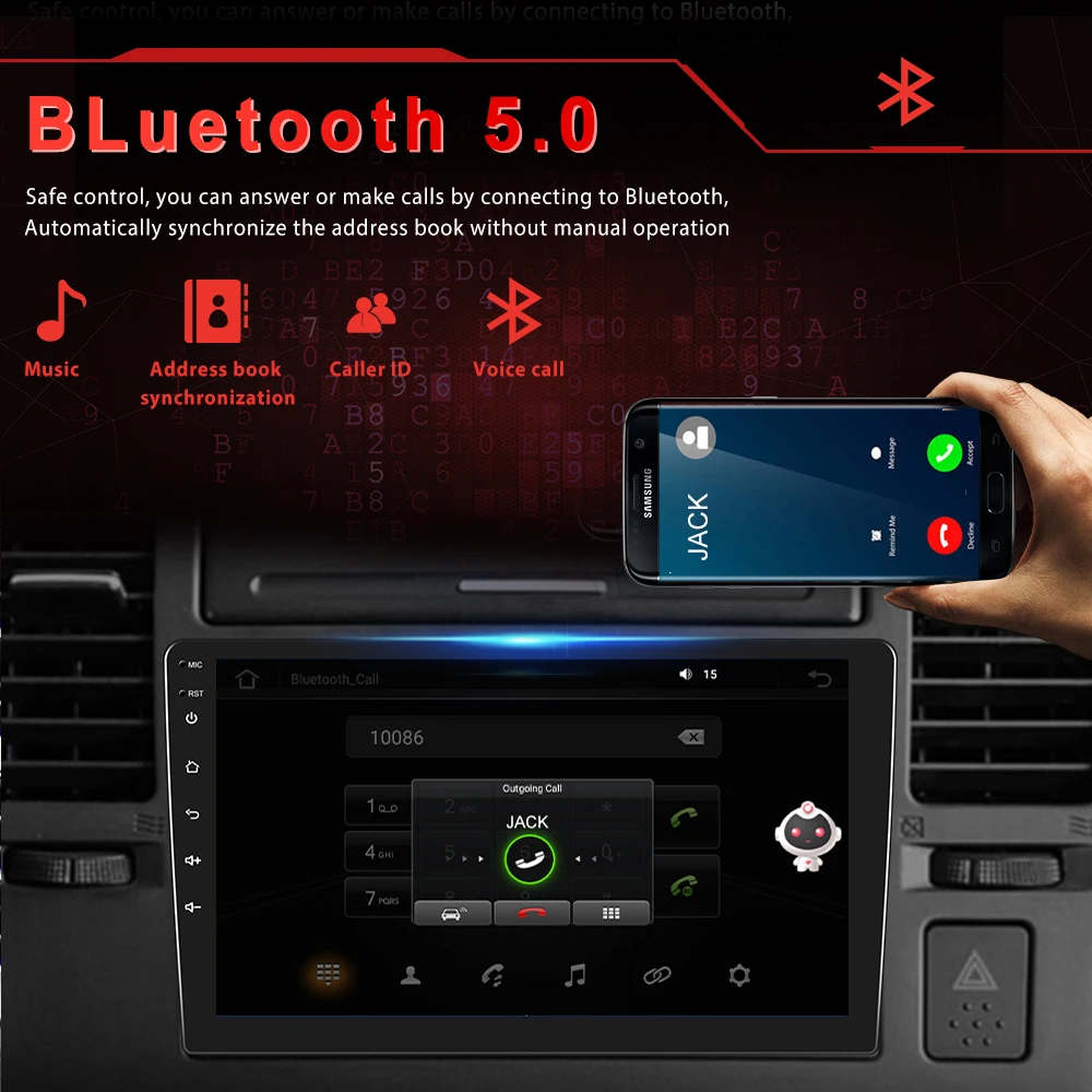 Podofo Автомагнитола для Ford Focus 2012-2017 Android 10 2 Din 8 