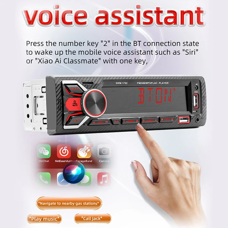 BQCC Автомобильное Радио Аудио 1din Bluetooth Стерео MP3-Плеер FM-Передатчики 60Wx4 Передний AUX/USB/TF Вход Приложение Автомобильный Стереоприемник Изображение 3