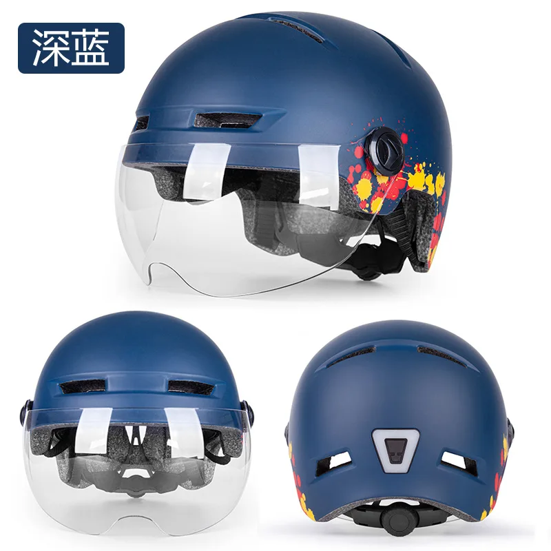 Велосипедный шлем Всесезонный универсальный шлем для езды на горных велосипедах с козырьками и светодиодными задними фонарями, велосипедные шлемы Изображение 3