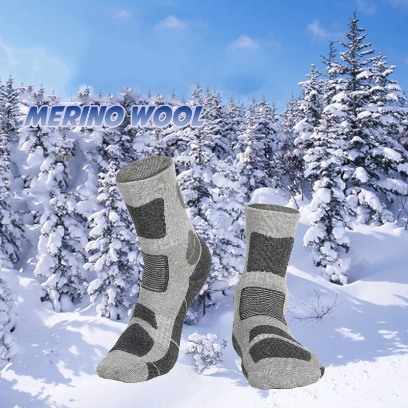 2020 Новые зимние шерстяные носки Для альпинизма, походов, Носки с толстым полотенцем, Дышащие Теплые Высокоэластичные амортизирующие Изображение 3