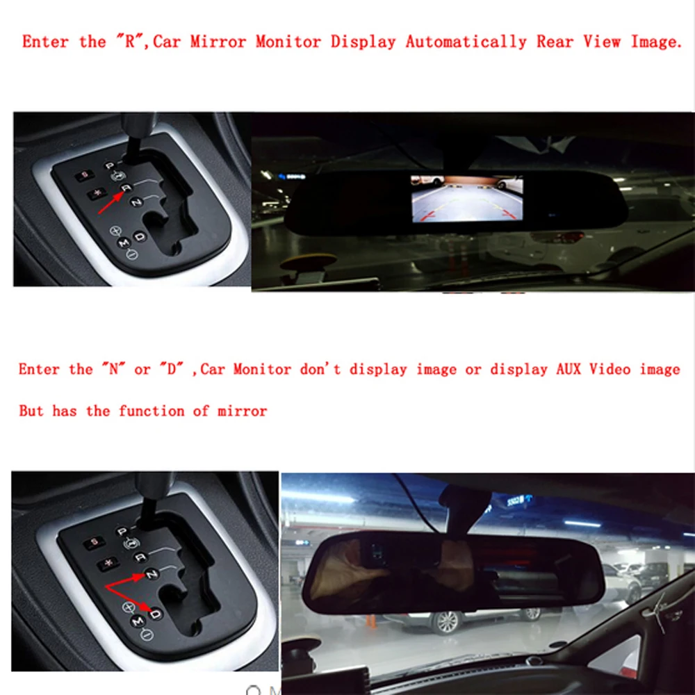 Podofo Автомобильный HD Видео Монитор Автоматической Парковки 4 LED Ночного Видения CCD Автомобильная Камера Заднего Вида 4,3 