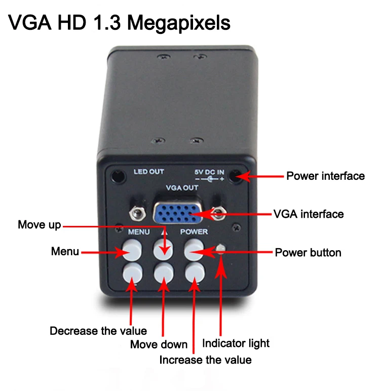 Монокулярный микроскоп на 10 секунд 1.3/2/3/5 Мегапиксельный промышленный видеомикроскоп, камера VGA HD, камера с интерфейсом HDMI HD Изображение 4
