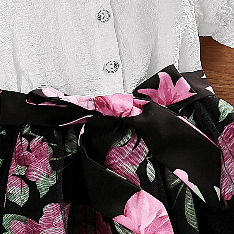 Элегантное платье с цветочным узором для девочек 2023 Новое Вечернее бальное платье для девочек на день рождения Vestidos Летняя Детская одежда Платье принцессы из тюля Изображение 4