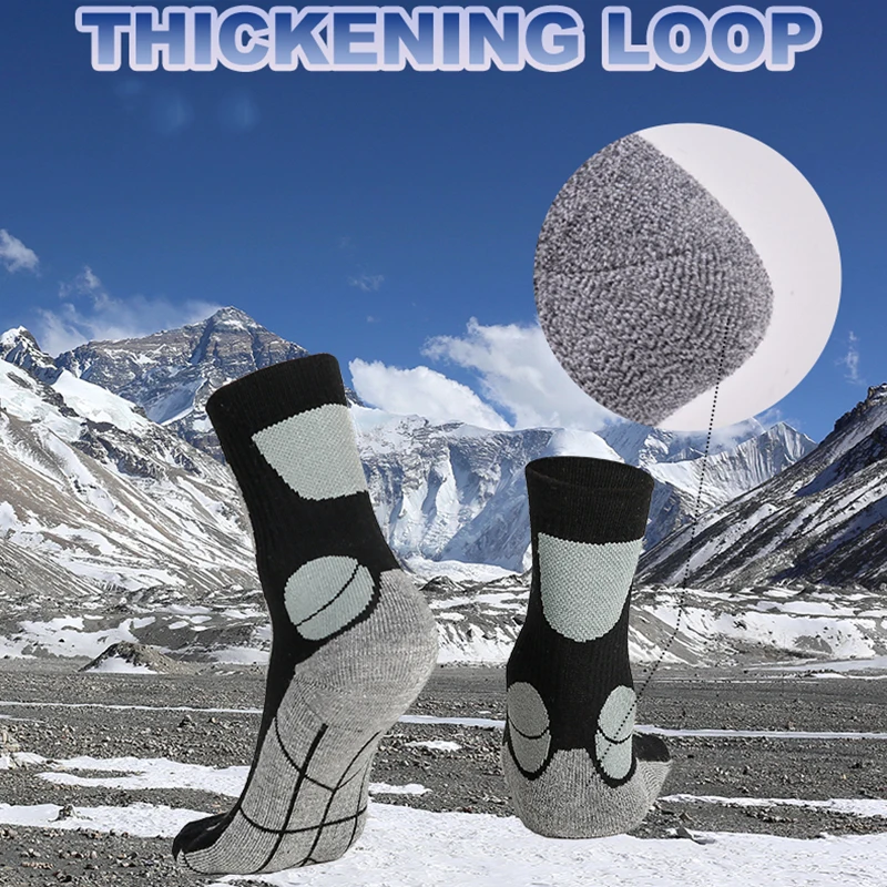 2020 Новые зимние шерстяные носки Для альпинизма, походов, Носки с толстым полотенцем, Дышащие Теплые Высокоэластичные амортизирующие Изображение 4