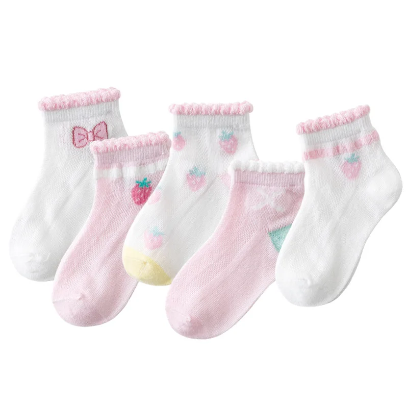 5 Пар/лот, качественные теплые детские носки для девочек, новогодние носки, детские женские короткие носки Изображение 4