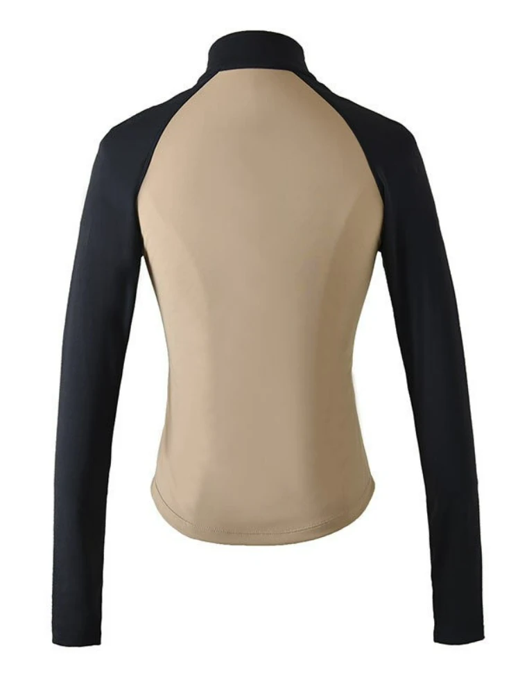 Контрастное спортивное пальто со стоячим воротником Hoip Jeeky, женский тонкий топ для бега и йоги с длинным рукавом, осенне-зимние куртки с длинным рукавом Изображение 5