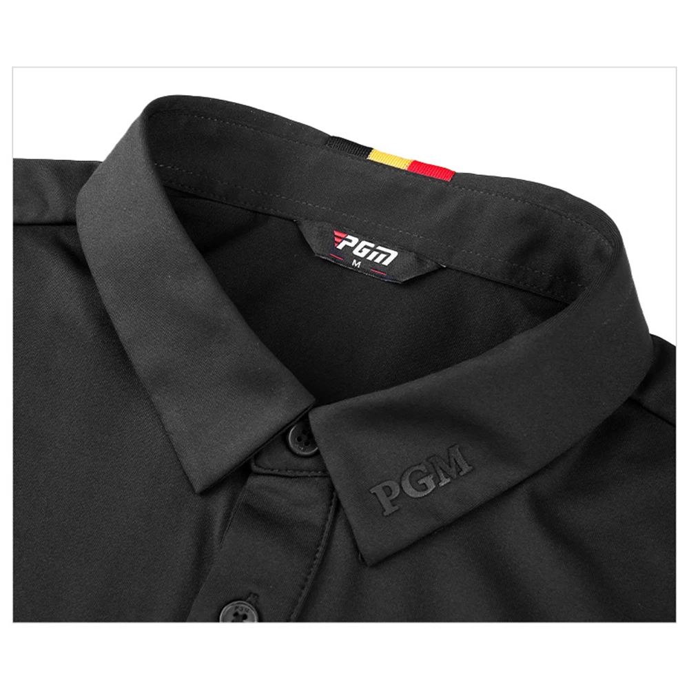 PGM Golf Clothing Мужская Дышащая Эластичная Быстросохнущая Спортивная футболка с коротким рукавом, Летняя Мужская рубашка Поло, окрашенная пряжей YF579 Изображение 5