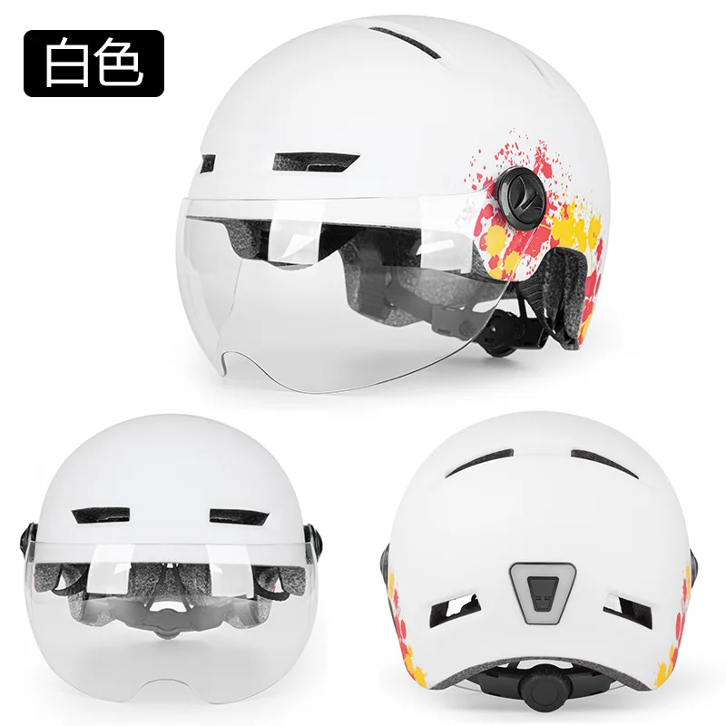 Велосипедный шлем Всесезонный универсальный шлем для езды на горных велосипедах с козырьками и светодиодными задними фонарями, велосипедные шлемы Изображение 5