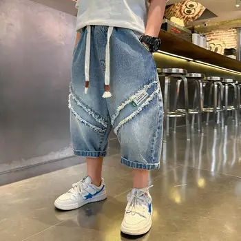 Шорты из джинсовой ткани Тонкие Короткие брюки Детские короткие джинсы Детские стрейчевые шорты для мальчиков Летние шорты Staright Jeans
