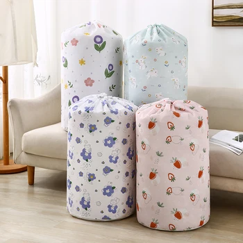 Сумки для хранения одежды И игрушек, сумка для хранения с цветочным принтом на шнурке для одеяла, органайзер для пухового одеяла, Большая вместительная сумка для хранения