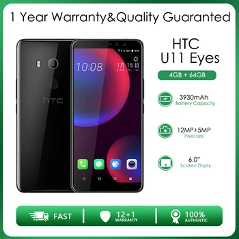 Восстановленный разблокированный HTC U11 EYES 64 ГБ 4 ГБ оперативной памяти, восьмиядерная камера заднего вида 4G LTE 12 МП 6,0 