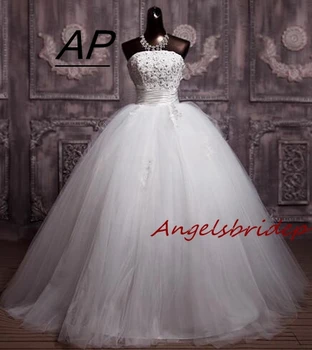 Свадебное платье принцессы ANGELSBRIDEP с модной кружевной аппликацией из хрусталя, Vestidos De Novia, вечернее платье принцессы Невесты