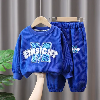Весенний костюм-свитер для мальчиков 2023 года, модная повседневная одежда для мальчиков, детский весенне-осенний детский костюм-двойка