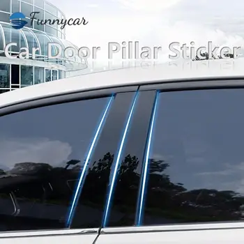8шт Автомобильная Оконная Дверная Колонна BC Pillar Post Cover Накладка для Honda HRV Vezel 2014-2021 Черный Зеркальный Эффект PC Наклейка