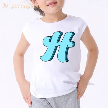 детская футболка для мальчиков, детская одежда с буквами A D E H, синяя футболка для девочек, кавайная одежда для девочек, зеленые футболки с графическим рисунком, детская футболка
