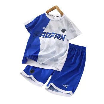 Детский летний спортивный костюм с мячом, новая детская футболка, короткие штаны, костюм для активного мальчика, тонкая быстросохнущая дышащая одежда TZ781