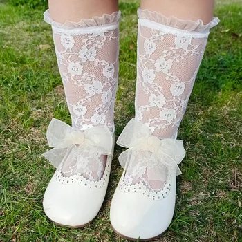 Новый стиль, Детские кружевные носки для девочек, носки-тюбики, Кружевная сетка принцессы, Летние Модные Кружевные гольфы