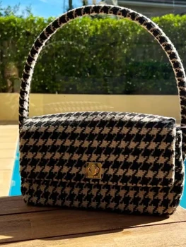 Женские сумки, новая шерстяная сумка с квадратной решеткой, женская повседневная сумка подмышками