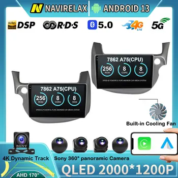 Android 13 для HONDA FIT JAZZ City 2007-2014 WiFi + 4G CarPlay Автомагнитола Мультимедийный видеоплеер Навигация GPS Камера 360 °