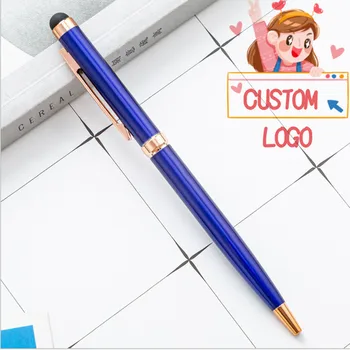 Шариковая ручка с металлическим емкостным сенсорным экраном с индивидуальным логотипом 10шт Многофункциональная Цветная Подарочная ручка для письма ручной работы Канцелярские принадлежности