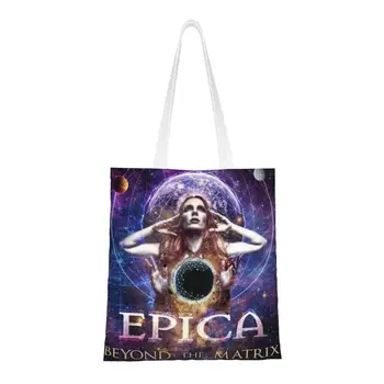 Холщовые сумки для покупок голландской готической рок-группы Epicas, изготовленные на заказ, женские многоразовые сумки для покупок в продуктовых магазинах