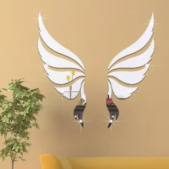Акриловые зеркальные 3D наклейки на стену Крылья Ангела Наклейка на стену Наклейка DIY Art Украшения дома Наклейки для спальни гостиной