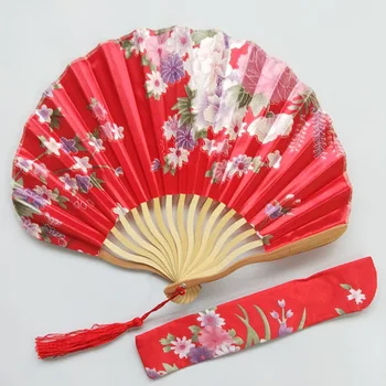 Шелковый веер в японском стиле, Китайский бамбуковый складной веер, Винтажные веера для танцев в форме киля, ручные веера для рукоделия, украшения для дома, подарок