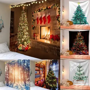 Рождественский фон для фотосъемки, Рождественская елка, Снежный подарок, Фон для вечеринки, Украшения для семейного праздника, Скатерть