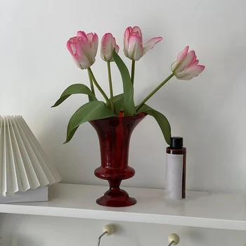 Ваза для цветов для современного домашнего декора Стеклянная ваза для террариума в деревенском стиле Растения Настольные украшения Сухоцветы Скандинавская ваза