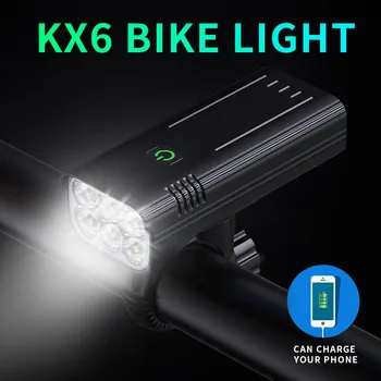 Светодиодная фара KX6 для велосипеда, USB Аккумуляторная батарея емкостью 5200 мАч, передний и задний фонарь для велосипеда, аксессуары для MTB, водонепроницаемые
