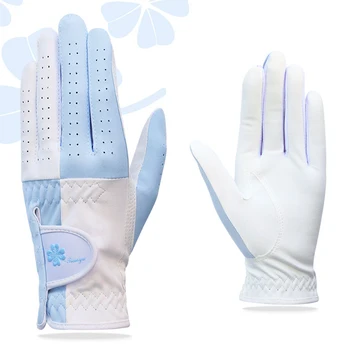 Женские перчатки для гольфа из нескользящей волокнистой ткани для левой и правой руки, 1 пара впитывающих пот и дышащих велосипедных перчаток для защиты ладоней