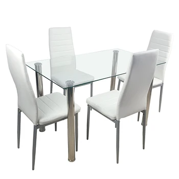 Обеденный стул и столовый гарнитур, обеденные стулья из ПВХ кожи с изогнутой спинкой и защитой ножек для столовой, кухни, гостиной