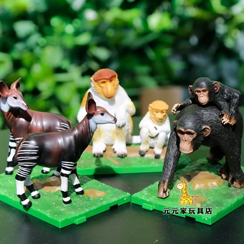 пвх фигурка модель игрушки детское животное игрушка модель моделирование животных игрушка украшения хоботок обезьяна орангутанг олень окапи 3 шт./компл.
