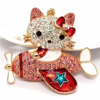 Подвеска Sanrio Hello Kitty из сплава, инкрустированного бриллиантами, Цветное масло, Милый европейский И американский брелок Hello Kitty, Креативный подарок