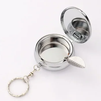 Экологичная портативная серебряная пепельница для сигарет мини-формы, круглый брелок для ключей, аксессуары для курения своими руками